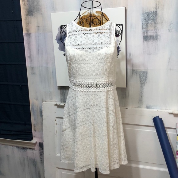 As U Wish Dresses & Skirts - Cream lace peek a boo dress